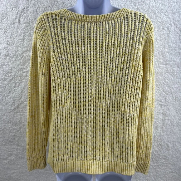 Talbots Womens M Yellow Open Weave Knit Pullover Crewneck  Sweater Minimalist - Picture 2 of 11